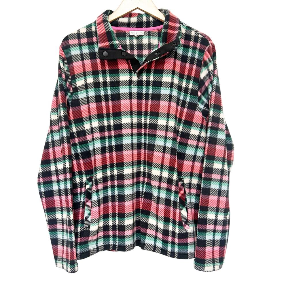 Vera Bradley Cozy Pajama Top Ribbons Plaid Fleece Sz XL